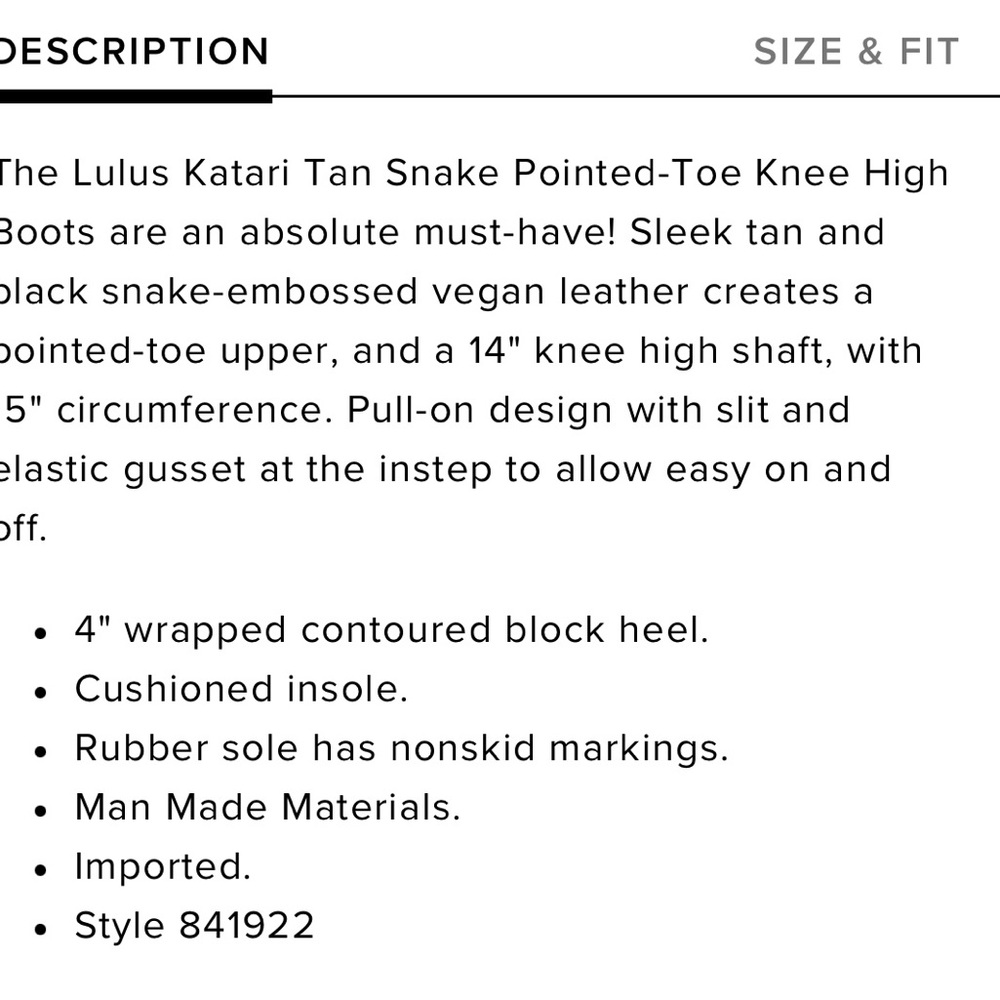 Lulu’s Katari Knee High Snakeskin Boots Tall Faux Leather Reptile Pointed Toe - Picture 8 of 8